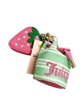 Juicy Couture Mini Bucket Bag And Strawberry Keychain Bag Charm